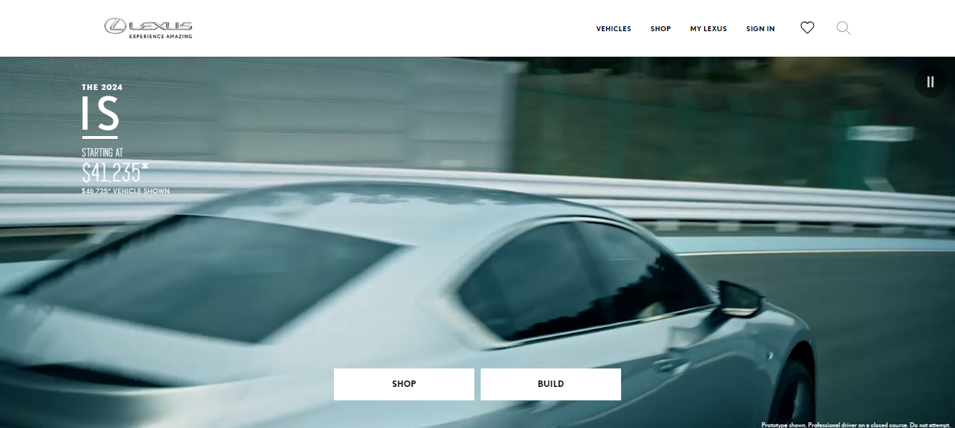 Lexus automative landing page
